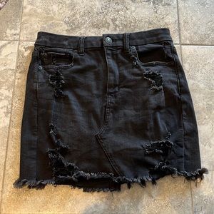 American Eagle - black ripped jean mini skirt
